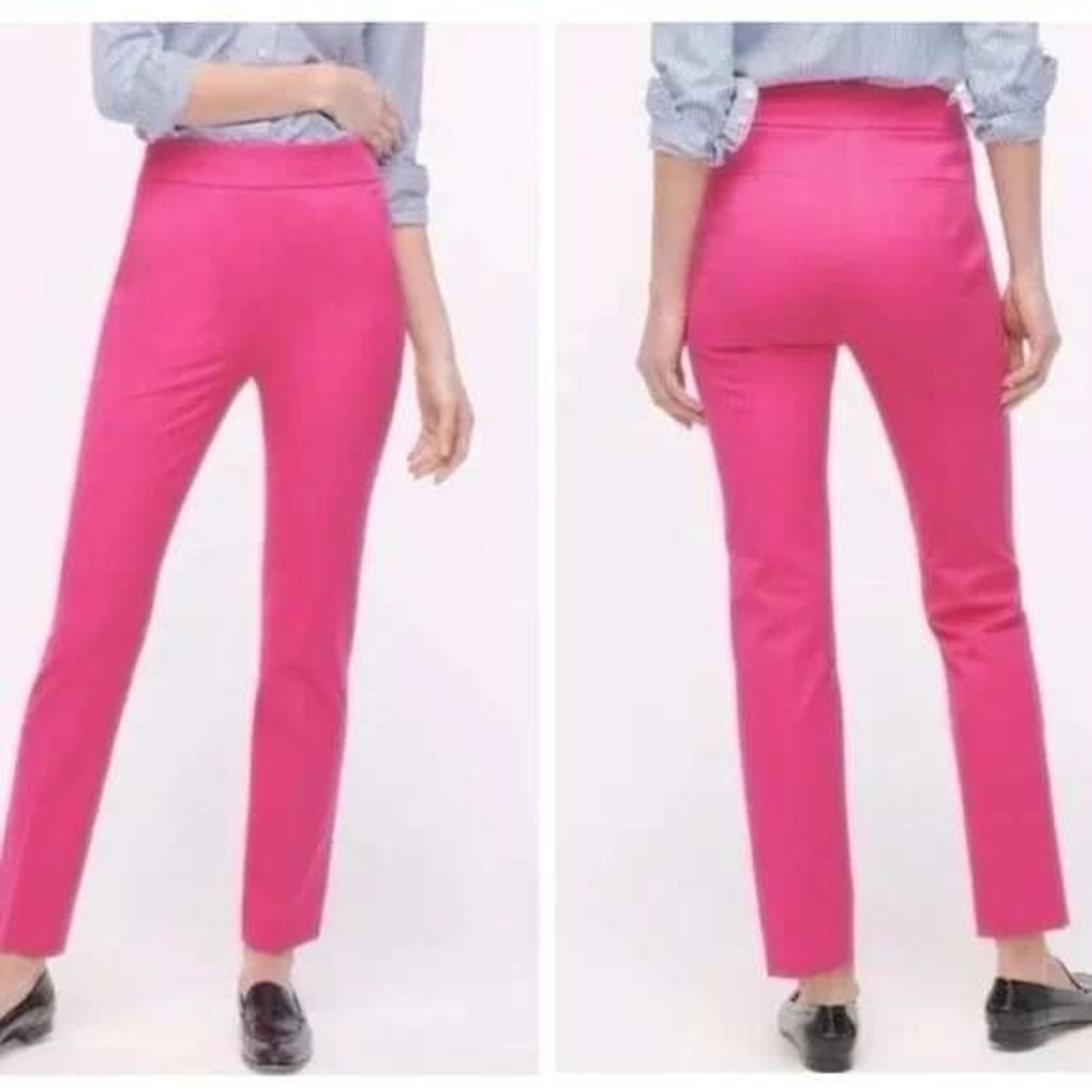 J. Crew Remi Women's‎ Fushia Bi-Stretch Cotton Ankle Crop Pant Back Seam Size 6